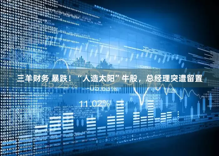 三羊财务 暴跌！“人造太阳”牛股，总经理突遭留置