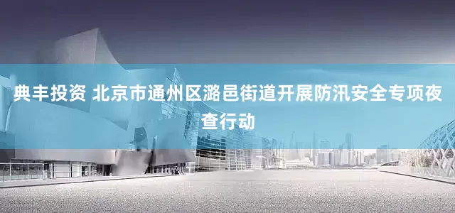 典丰投资 北京市通州区潞邑街道开展防汛安全专项夜查行动